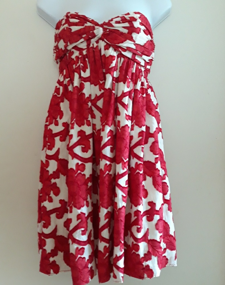 Milly| Floral Applique Strapless Mini Dress
